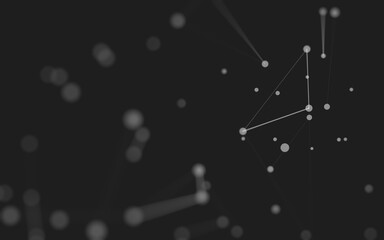 Fototapeta premium Abstract background. Molecules technology with polygonal shapes, connecting dots and lines. Connection structure. Big data visualization.