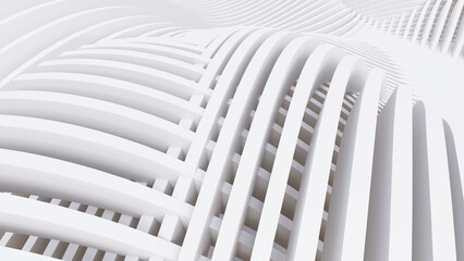 Abstract Curved Shapes. White Circular Background.