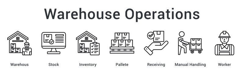 Warehouse Operations optimizes warehouse efficiency with organized stock handling, inventory control, pallet management, receiving, and worker operations.