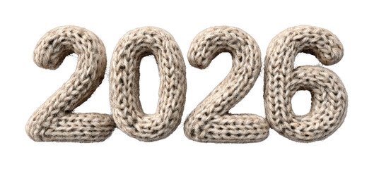 Fototapeta premium PNG Knitted numbers symbolize future.