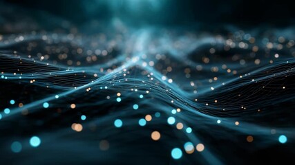 Vibrant visualization digital network, featuring illuminated nodes, flowing connections on dark background. This symbolizes advanced data science, machine learning, future digital transformation - Powered by Adobe