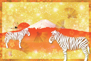 Naklejka premium 午 年賀状 干支 背景