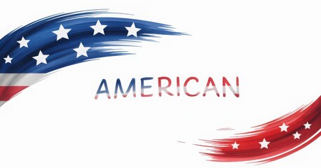 Abstract american flag brush strokes with the word american