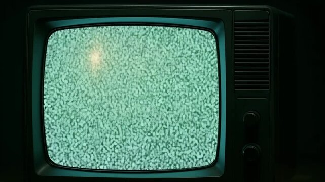 A vintage cathode-ray tube (CRT) television transitioning from a retro green test screen with a horizontal line to a solid, bright white screen. Ideal for nostalgia, error, static, and retro tech conc
