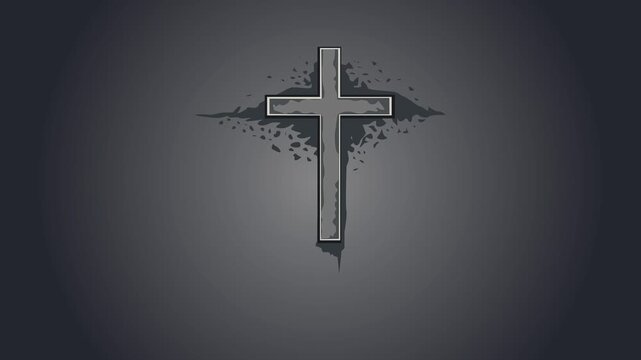 Animated  Ash Wednesday Cross Illustration Christian Lent Symbol on Dark Background