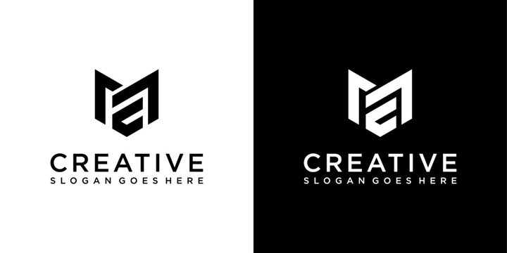 ME or EM initial letter logo design vector