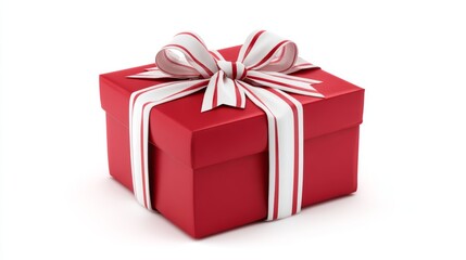 Obraz premium A red gift box with a white ribbon and bow, symbolizing love and affection for Valentine's Day. Perfect for romantic occasions and celebrations.