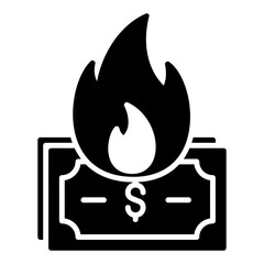Burning icon for losing money