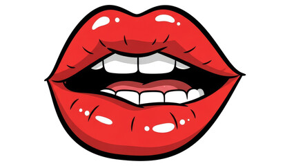 Vibrant Red Lips Pop Art Illustration On Black Background