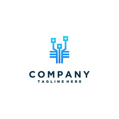 Fototapeta premium technology logo template design, emblem, symbol, or icon