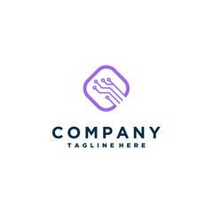 technology logo template design, emblem, symbol, or icon