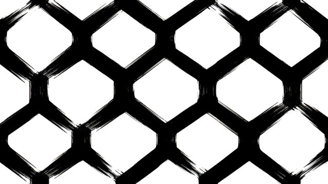 Distressed White Geometric Grid Pattern On Black Background