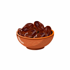 Dates Bowl in Flat Illustration for Ramadan Feast Food Icons
