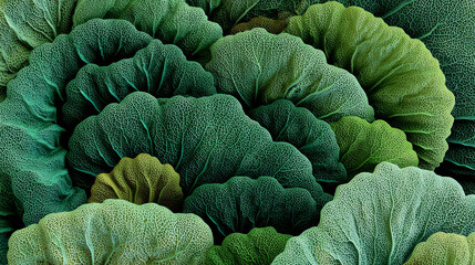 Obraz premium Lush green leaves with intricate vein patterns create mesmerizing natural texture. vibrant shades of green evoke sense of freshness