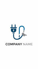 A logo featuring an electrical plug with a lightning bolt, connected by a cable to a wrench, with 