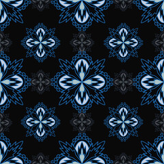 Black and light and old blue seamless pattern