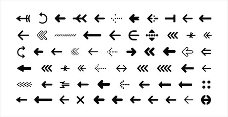 Group of dark outline arrow symbols showing various directions including circular and double movement