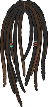 Cartoon Style Detailed Dreadlocks Hairstyle Hair Fashion Beauty Illustration