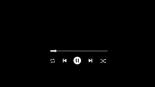 One minute music player animation on transparent background, Audio music player overlay timeline bar moving with track animation, multimedia Media player template 4K