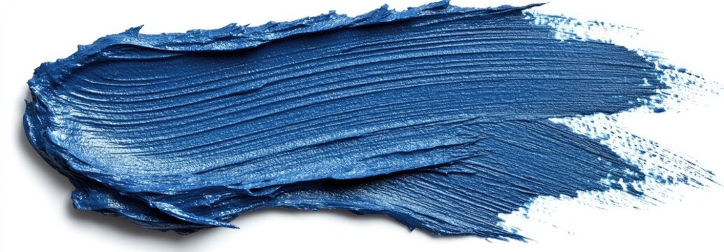 Textured brushstroke of deep, metallic blue paint