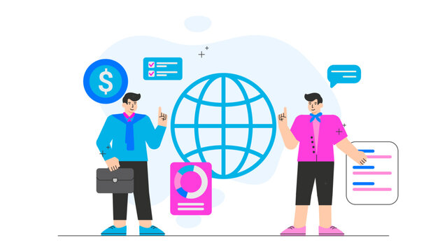 Flat design of global online conference Flat Vector Illustration - Powered by Adobe