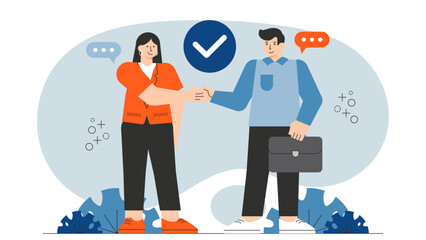 Flat vector of corporate partnership handshake Flat Vector Illustration