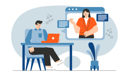 Flat illustration of remote workshop training Flat Vector Illustration
