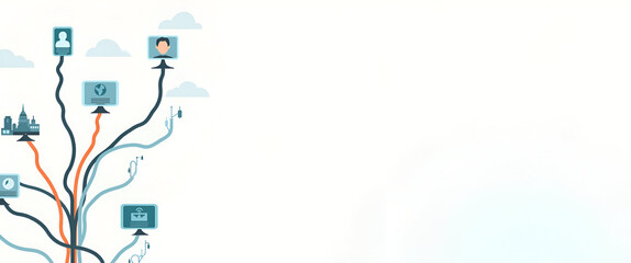 Business Model Innovation: Diverse Paths & Routes Illustrated Ministically for Clarity. Concept: Visualizing strategic paths in a minimalist, clear format for insightful business evolution.