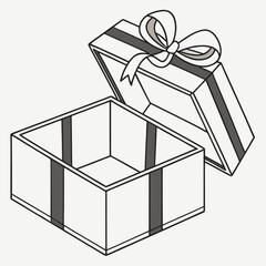 Modern open gift box with a glossy metallic frame and decorative border