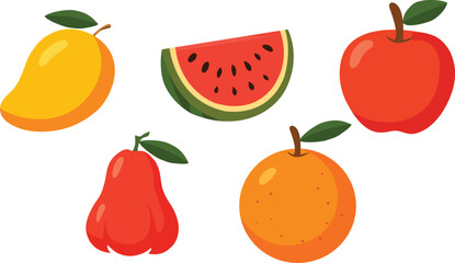 a set of tropical fruits