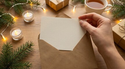 New year greetings card invitation with festive decorations