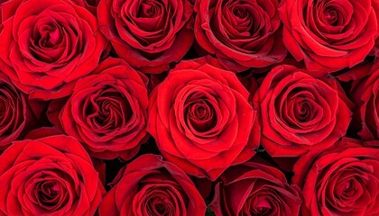 Natural fresh red roses flowers pattern wallpaper. top view, Red rose flower wall background.
