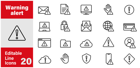 警告,アラート,注意,危険など編集可能な線画イメージイラストアイコン