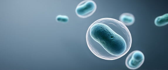 Close-up of bacteria floating in the air