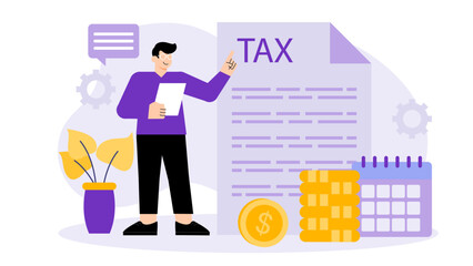 Flat illustration of business tax planning Flat Vector Illustration