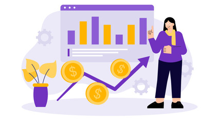 Financial analyst presenting economic forecast Flat Vector Illustration