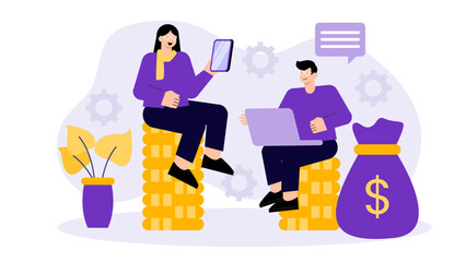 Flat design of venture capital funding Flat Vector Illustration