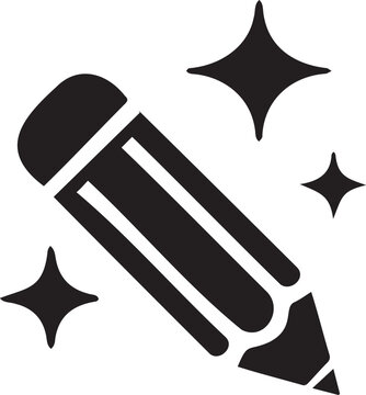 Isolated Black Vector Pencil Icon with Sparkles for Creative Design