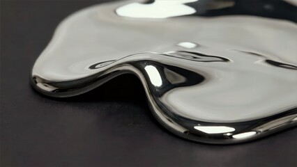 Liquid Metal Flow Abstract Closeup Black Background
