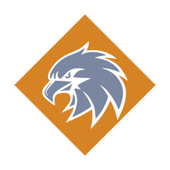 Powerful Eagle Mascot Round Line Logo