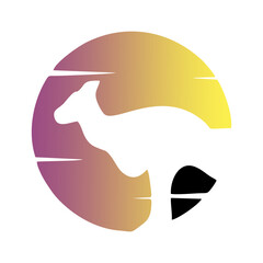 Dynamic Kangaroo Circle Emblem Sport Identity