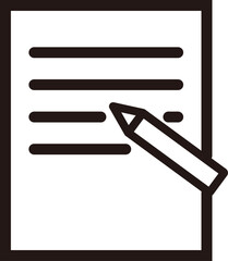 レポートと鉛筆を組み合わせた線画アイコン