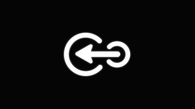 Glowing Circular Arrow Loop Animation on Black Background &ndash; Bright White Return and Direction Symbol for Navigation, Interface, and Motion Graphic Use.