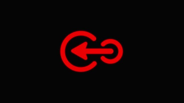 Glowing Circular Arrow Loop Animation on Black Background &ndash; Bright Red Return and Direction Symbol for Navigation, Interface, and Motion Graphic Use.