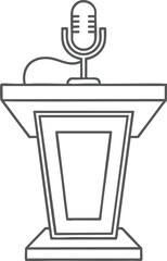 Podium with Microphone Line Art for Public Speaking Themes