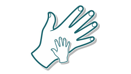 Fototapeta premium Illustration of a Large Hand Silhouetted Embracing a Smaller Hand Symbolizing Protection Guidance and Support Against a Clean White Background with Subtle Shadows