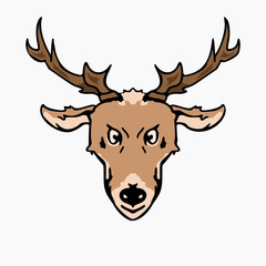 deer head cartoon. Cute illustration of animal face. Vector design