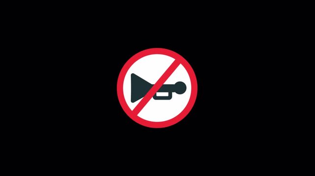 No Honking or Silence Zone. Noise Restriction Concept Animation Video - Transparent
