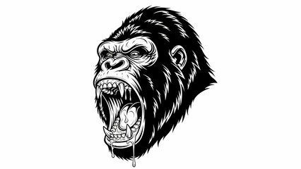 Fierce Roaring Gorilla Head Illustration Aggressive Primate Mascot Vector Art © Rum