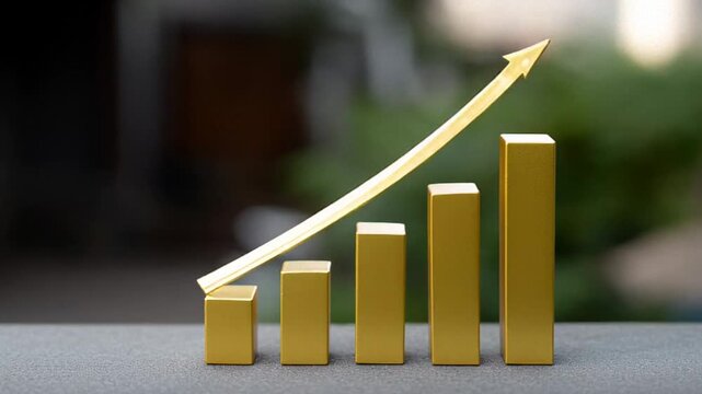 Upward-trending bar graph, represents business growth and success, evokes a sense of financial optimism and achievement